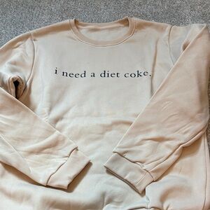 SHEIN Beige 'i need a diet coke.' Graphic Sweatshirt